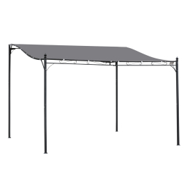 Outsunny 4x3 Meters Canopy Metal Wall Gazebo Awning Garden Marquee Shelter Door Porch-Grey