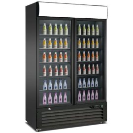 King KXG900H - 2 Hinged Glass Door Upright Drinks Fridge with LED canopy - 1120mm wide