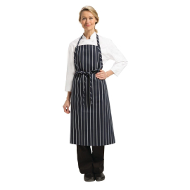 Chef Works Premium Woven Apron Navy and White Stripe B249