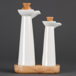 Vinegar and Oil Set | Condiment Dispenser | Porcelain Whiteware | Olympia CB705