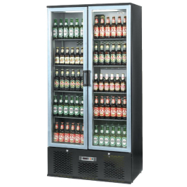 Infrico Upright Back Bar Cooler with Hinged Doors in Black and Steel ZXS20 CC609