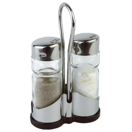 Salt and Pepper Cruet Set | Condiment Set with Stand | Table Seasoning Dispensers | Olympia CF295