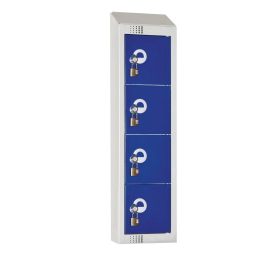 Personal Effects Locker 4 Door Blue Padlock Sloping Top CF751-PS