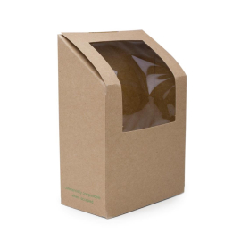 Vegware Compostable Kraft Tortilla Wrap Cartons With PLA Window CL705