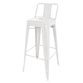 Bolero Bistro Steel High Stool With Backrest White (Pack of 4) DL890