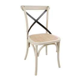 Bolero Wooden Dining Chair with Metal Cross Backrest DR306