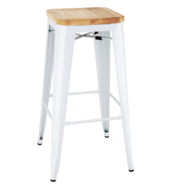 Bolero Bistro High Stools with Wooden Seatpad White (Pack of 4) DW739