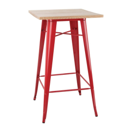 Bolero Bistro Bar Table with Wooden Top Red (Single) FB598