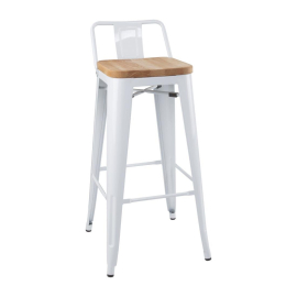 Bolero Bistro Backrest High Stools with Wooden Seat Pad White (Pack of 4) FB625