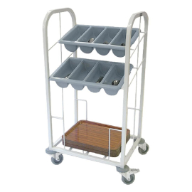 Craven Steel Two Tier Cutlery and Tray Dispense Trolley GG139