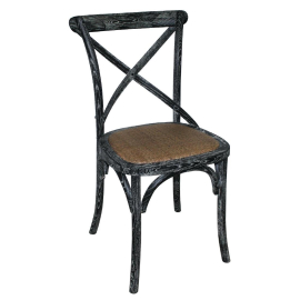 Bolero Black Wooden Dining Chairs with Backrest (Pack of 2) GG654