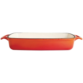 Vogue Orange Rectangular Cast Iron Dish 2.8 Litre GH322