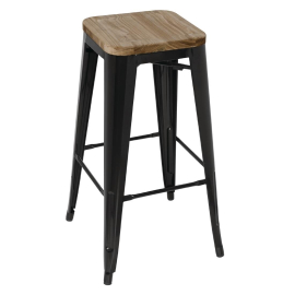 Bolero Bistro High Stools with Wooden Seat Pad Black (Pack of 4) GM640