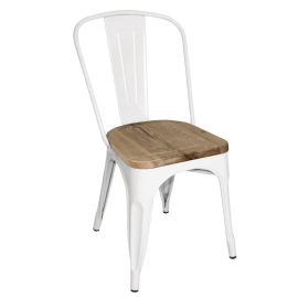 Bolero Bistro Side Chairs with Wooden Seat Pad White (Pack of 4) GM644