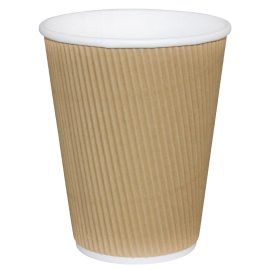 Takeaway Coffee Cups | Ripple Wall Kraft Cups | 8oz 25-Pack | Fiesta GP443