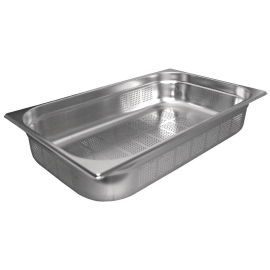 Vogue Stainless Steel Perforated 1/1 Gastronorm Pan 100mm K841