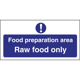 Vogue Food Preparation Area Raw Food Only Sign L846