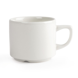 Churchill Plain Whiteware Stacking Maple Tea Cups 199ml P740