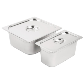 Vogue Stainless Steel Gastronorm Set 1/3 and 2/3 with Lids SA240
