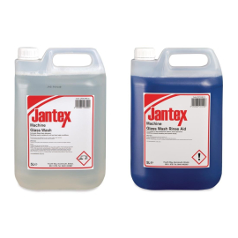 Glasswasher Detergent and Rinse Aid Concentrate | Commercial Dishwashing Chemicals | 5Ltr 2 Pack | Jantex SA487