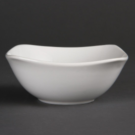 White Porcelain Bowl | Rounded Square Bowl | 140mm Whiteware | Olympia U173
