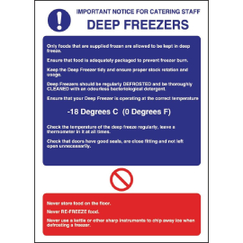 Vogue Deep Freezer Guidelines Sign W195