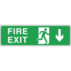 W300 Fire Exit Arrow Down Sign