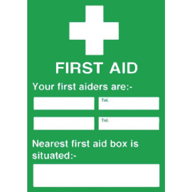 First Aiders Nearest First Aid Box Sign Y922