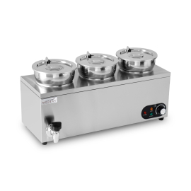 Commercial Wet Heat Bain Marie | Food Warmer | 3 Round Pots | Modena BMH3
