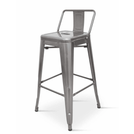 Borrello B1980 Tolix Style Metal Bar Stool in Gunmetal Steel with Low Backrest. Pack of 4.