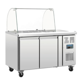 Commercial Gastronorm Saladette Counter | Refrigerated Prep Counter | Double Door U-Series | Polar GD881