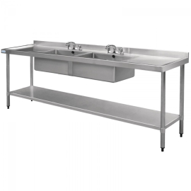 Modena M910-Ga Double Centre Bowl Catering Sink 2400W x 600d x 850h 