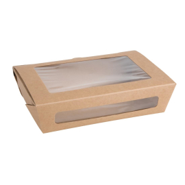 Compostable Salad Boxes | Eco-Friendly Food Containers | 1200ml PLA Windows | Fiesta Green FB677