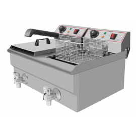 Modena FT32 Electric Twin Tank 16 + 16 Litre per Tank Countertop Fryer with Taps 