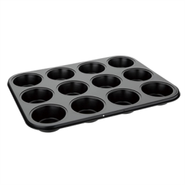 Carbon Steel Muffin Tray | Non-Stick Baking Tray | 12 Cup Capacity | Vogue GD011
