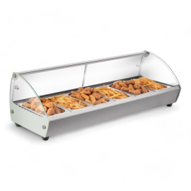 Countertop Hot Food Display | Bain Marie | Curved Glass | 6 GN1/3 Pans | Easy HW-6