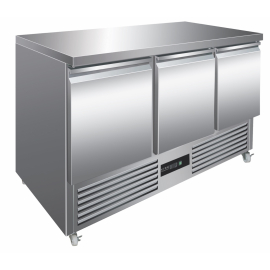 King KFC3.HD 3 Door Refrigerated Stainless Steel Prep Counter with Solid Top
