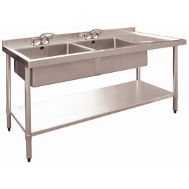 Modena M905-Ga Double Bowl Catering Sink 1500w x 600d x 850h Right Draining Board