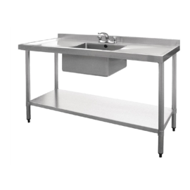Modena Stainless Steel Catering Sink Double Drainer Single Bowl 1500mm M907