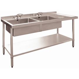 Modena M908-Ga Double Bowl Catering Sink 1800w x 600d x 850h Right Draining Board