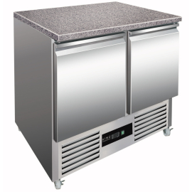 Refrigerated Counter | Marble Top Prep Counter | Double Door 240L | King MBT900