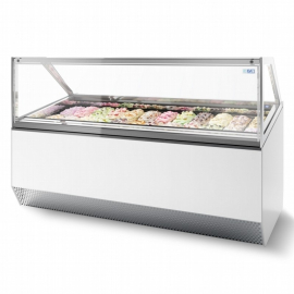 ISA MILLENNIUM ST16 Ventilated Scoop Ice Cream Display White, 16 Pan Scooping Freezer 1496mm wide