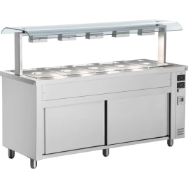 Commercial Bain Marie | Heated Food Display | 5x GN 1/1 | With Sneeze Guard | Inomak MQV718
