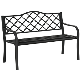Outsunny 2-Seater Outdoor Garden Bench Cast Iron Antique Park Loveseat Chair with Armrest for Yard Lawn Porch Patio Steel