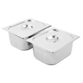 Stainless Steel Gastronorm Set | 2 x 1/2 Gastronorm Containers | With Lids | Vogue SA245