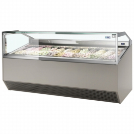 ISA SUPER CAPRI 18 Ventilated Scoop Ice Cream Display Grey, 18 Pan Scooping Freezer 1682mm wide