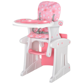 HOMCOM HDPE 3-in-1 Baby Booster High Chair Pink