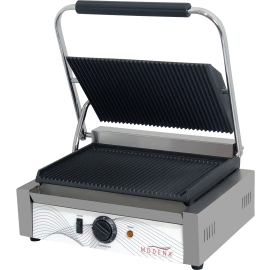 Modena TPG11 Heavy Duty Bistro Large Panini Grill with Ribbed Base Ribbed Top