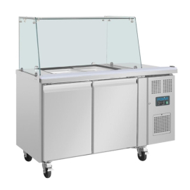 Commercial Saladette Counter | GN Refrigerated Prep Table | Square Sneeze Guard | Polar U-Series UA017