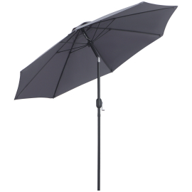 Outsunny 2.7M Patio Sun Umbrella Parasol Tilt Shade Shelter Canopy Aluminium Frame Charcoal Grey